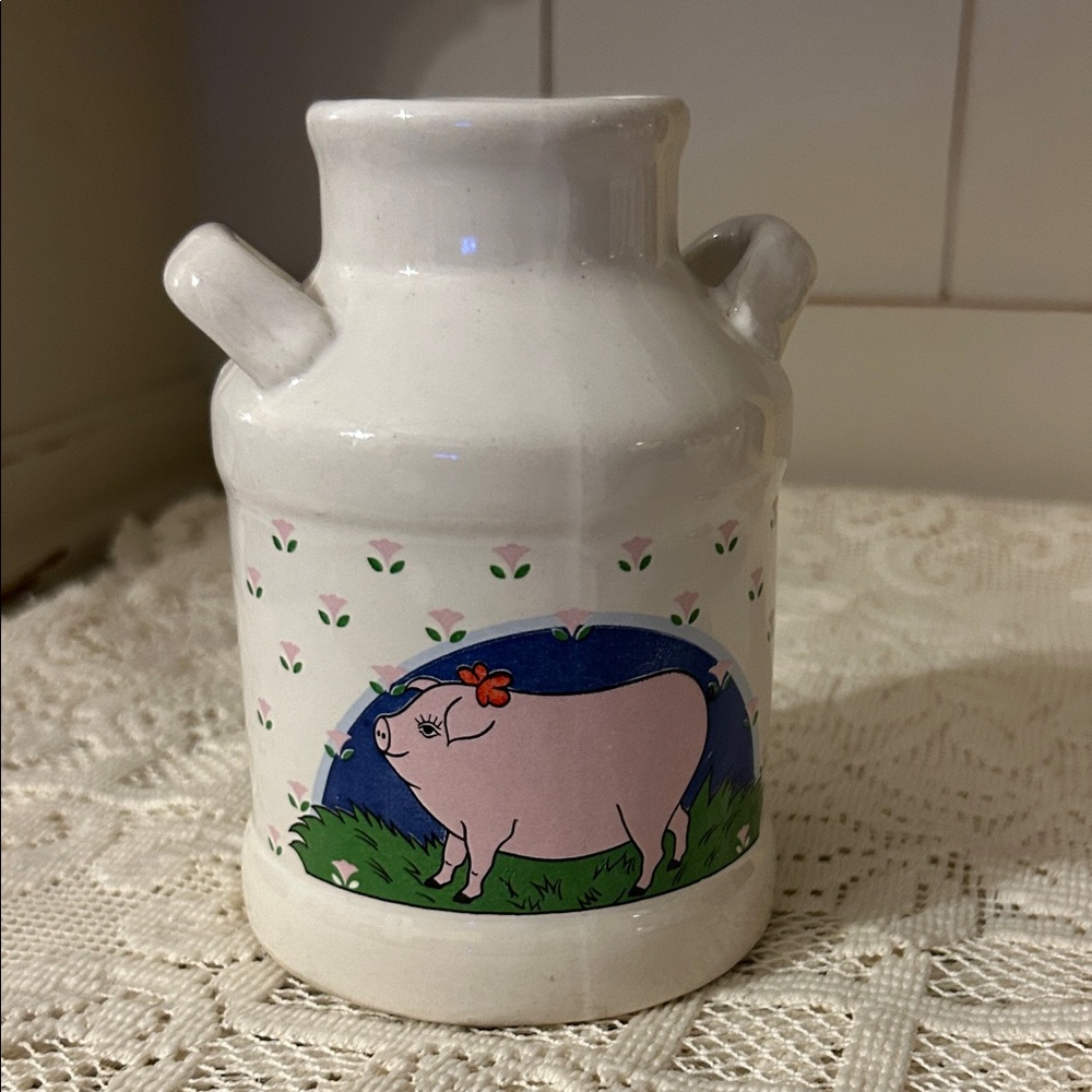 Vintage Ceramic Pink Pig Milk Jug/Crock Vase Farmhouse Country Kitchen Decor